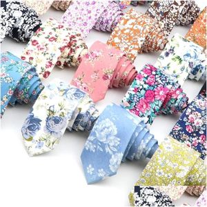Bow Ties Floral For Men Skinny Cotton Neck Tie Casual Mens Women Slitte Classic Suits Dress Flower Print Gift Drop Delivery Fashion A OTLQQ
