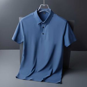 Sommar kortärmad t-shirt herr polo nacke is silk polo skjorta herr tunna icke strykning spårlös affärsskjorta t-shirt topp