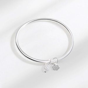 Bracciale in argento placcato in rame bianco con metodo antico, eredità classica satinata lucida, due generazioni di bracciale Huanlian Peng, femmina solida, semplice e