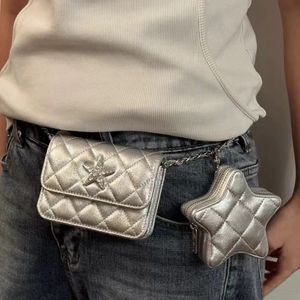 Luxury Fanny Pack Women Belt Bag Axel Crossbody Purse Chain Diamond Stars midja Bag äkta läder CC Bum Bag Designer Mini Bumbag