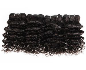 4 шт., индийские глубокие вьющиеся волосы, плетение, 50 г шт., натуральный цвет, черный, наращивание человеческих волос для коротких пучков в стиле боб7207191