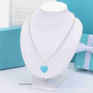 Tifaniym classic High Edition T Home Enamel Convex Heart shaped 4M Bead Necklace with Silver Plated Copper CNC Steel Seal Pendant Buddha Collar Chain AQ86