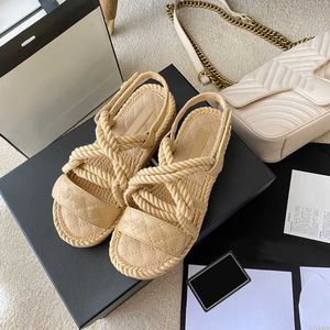 Rope shoe luxury sandal famous designer woman tory for Woven summer man pool outside Metal blade leather with box comfort flat slipper lady slide