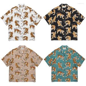 Men's Casual Shirts 2024ss Tiger Printing WACKO MARIA Shirt Men Woman Summer 1:1 Good Quality Vintage Hawaii