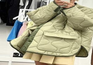 Women039s Jackets Boho Inspired Army Green Quilted Jacka Women Streetwear Coat Autumn Winter Long Sleeve9221055