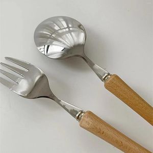 Servis uppsättningar 4 datorer Flatware Set rostfritt stål bordsartiklar för biff och pasta middagsknivgaffel med midjelinje design västerländsk sked