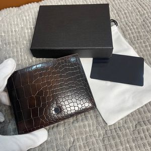 クロコダイルレザーウォレットドルウォレットカジュアルカード所有者旅行収納バッグファッションコイン財布小さいサイズの財布ギフトオリジナルボックス
