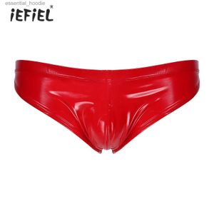 Underpants Mens look Hot Latex Patent Leather Underwear Glossy Lingerie Panties Elastic Waistband Bulge Pouch Briefs Low Rise UnderpantsC24315