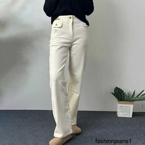 Женские джинсы Высокая версия CE Home 23, зимние классические джинсы Triumphal Arch с цепочкой, белые плюшевые прямые джинсы двух цветов SLYB