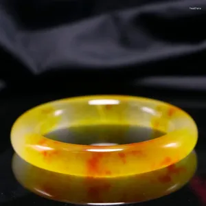 Strand High Grade A Yellow Jade Bangles Women Fine Jewelry äkta Natural Myanmar Jadeite med certifikat Burma Jades