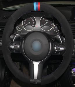 Capa de volante em camurça preta, luz azul azul vermelha, marcador para bmw f87 m2 f80 m3 f82 m4 m5 f12 f13 m6 f85 x5 m f86 x6 m f33 f306573655