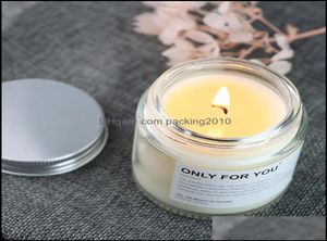 Candele profumate fatte a mano trasparenti Cera di soia di cocco Aromaterapia creativa Candela di olio essenziale Candele di vetro Confezione Logo personalizzato Wedd9648339