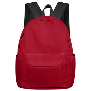 Backpack Solid Color Red Women Man Backpacks Waterproof Multi-Pocket School For Student Boys Girls Laptop Book Pack Mochilas