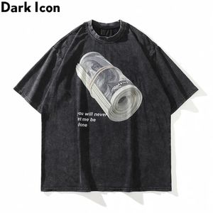 Karanlık İkon ABD Doları Büyük Boy Hip Hop T-Shirt Erkekler Yaz Mens Tshirt Pamuk Tişörtleri 240307