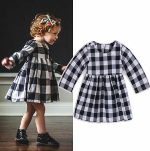 vestito da bambina in cotone scozzese nero bianco a maniche lunghe Neonate da neonato Vestito da bambino per bambini Vestito da principessa per matrimonio Tutu8050843