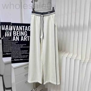 Women's Pants & Capris designer 2024 Early Spring New Nanyou Miu Age Reducing Girl Color Contrast Letter Drawstring Waist Versatile Wide Leg Casual for Women ZZT8