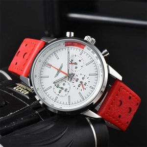 % 12 indirim izle Breitl Erkekler İçin Breitl Altı İğne Tüm Dial Work Quartz Top Lüks Kronograf Saat Deri ve Çelik Kemer