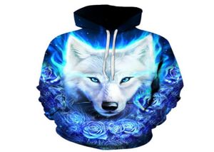 whole Sweatshirts Men039s 3D White Wolf Printed Hooded Pocket Pullover Hoody Fashion Hooded Men039s Hoodies Ypf7846788774