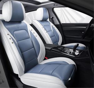 Capa de couro para assento de carro adequada para suv, caminhonete, conjunto de acessórios interiores de carro em geral, azul e branco6877306