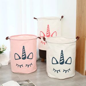 Baskets Unicorn Storage Bucket Oversized Cotton and Linen Dirty Clothes Basket Foldable Storage Box Home Toy Basket Clothes Arrangement