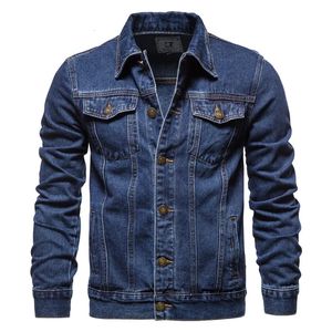 Spring Men Solid Lapel Denim Jackets Fashion Motorcykel Jeans Jackets Hommes Slim Fit Cotton Casual Black Blue Coats 240315