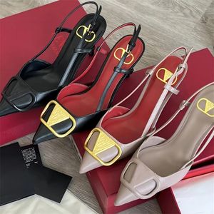 Designer Formal Shoes High Heels Women's High Heels 4 6 8 10cm Pointed Toe Shoes Classic Metal V Buckle Nude Black Red Matte Stiletto Heels 35-44