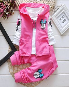 Baby Kids Girls Clothing Set Children Autumn 3 PCS Set Hooded Jacket Coat Vest Duits Cotton Boys Cartoon Clothes7590508