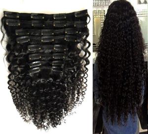 African American Clip in Human Hair Extensions 100g 120g 8st Natural Black Afro Kinky Curly Clip6174328