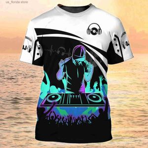 Męskie koszulki Modna koszulka DJ Mens T-shirty 3D Drukuj bawełna dyskoteka krótka slve ts mens odzież impreza o szyję chłodna punk strtwear y240315