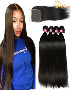 Brazilian Straight Hair Bundles With Closure Unprocessed Virgin Human Hair With Lace Closure8368361