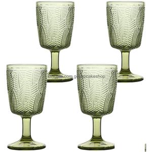 Wine Glasses Vintage Green Glass Embossed Floral Pattern Non Slip Safe And Toxic Materials Variety Of Ocns Drop Delivery Home Garden Dhrwl