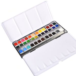 36Color Solid Watercolor Paints Set Artist Water Coloringtins Box Palette