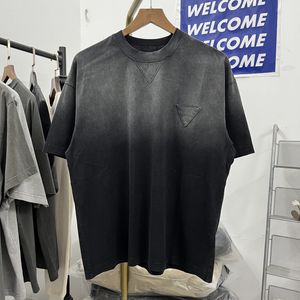 Camiseta masculina feminina de alta qualidade manga curta camisetas gradiente preto cinza 24ss