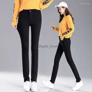 Frauen Jeans Frauen Gerade Stretch Weibliche Klassische Hosen Mode Koreanische Hosen Für Mädchen Jean Pantalon Femme Schwarz Blau