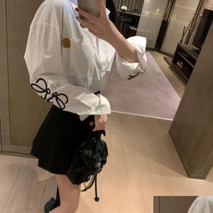 Womens Blouses Shirts Fall Designer Blouse Fashion Embroidery Long-Sleeved Short Buttons Cardigan Coat Solid Color Simple Jacket Regar Otory