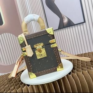 top-level VALISETTE TRESOR Embossed leather box bag envelope bag briefcase Toothpick cowhide Designer Bag luxury bag 45673 Coffret Tresor M45673 22.5x14.5x11.5cm