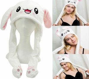 Милая шапка кролика, ухо будет двигаться, когда вы держите ногу, забавный плюшевый игрушечный костюм, детский пасхальный подарок2747228