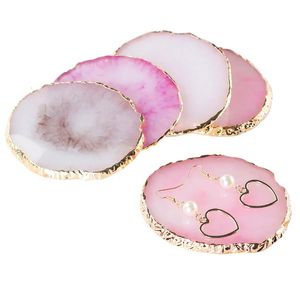 Jewelry Display Round Resin Agate Stone Painted Palette Necklace Ring Earrings Holder Organizer Decoration Shelf 240309