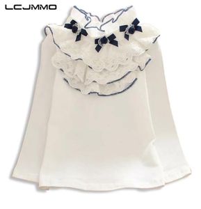 LCJMMO Camicette bianche per ragazze 2020 Camicetta per ragazze scolastiche a maniche lunghe floreali in pizzo primaverile per bambini Top Vestiti per bambini 90 * 150 cm LJ7074613