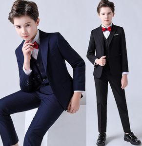 Formal Boys Dress Suit Flower Spring Autumn Child Wedding Party Performance Costume Kids Blazer Vest Pants7014478