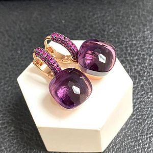 Dangle Earrings 11.6mm Nudo Black Gun Plated For Women Purple Zircon Drop Candy Square Crystal Gift