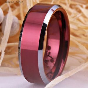 Cluster Rings Classic Red Tungsten Rings New Ring For Men Wedding Anniversary Gift Rings For Women Classic Mens Ring Red Tungsten Ring L240315