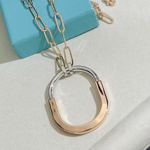 Designer S925 Sterling Silver Necklace Tiffay and Co Lock Rose Gold Platinum with with diamonds color sension electroplated sense Advanced