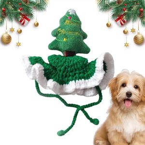 Dog Apparel Cat Christmas Tree Hat Soft Knitted For Dogs Party Accessories Pet Halloween Theme