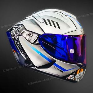 Rosto cheio shoei x14 x-catorze prata yamah um capacete de motocicleta anti-nevoeiro viseira homem equitação carro motocross corrida capacete de moto