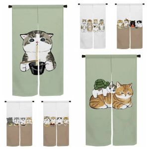 Curtains Funny Cat Japanese Door Curtain Noren Cute Drape Living Room Restaurant Doorway Partition Kitchen Entrance Hanging HalfCurtains