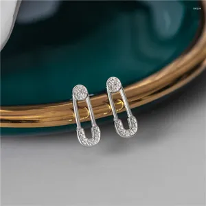 Studörhängen Sterling Silver 925 Simple Paper Clip Ear Studs Earings For Women Jewelry