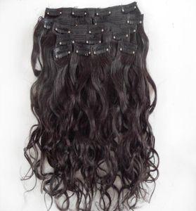 mongolian human virgin hair extensions 9 pieces clip in hair curly hair dark brown natural black color7455263