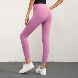 Lu Pant Align Lemon Donna Sport Leggings caldi e spessi Collant a vita alta Allenamento in palestra Pantaloni da yoga Push Up Pantaloni sportivi Fiess Tasche da corsa Trou