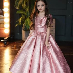 Mädchen Kleider Rosa Blume Mädchen Kleid Glitter Bodenlangen Kleider Abend Party Flauschigen Rock Ballkleid Kommunion Kind Kleinkind Tutu